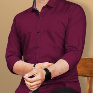 Men's Solid Casual Shirt – Maroon