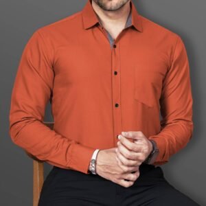 Men's Solid Formal Shirt – Orange
