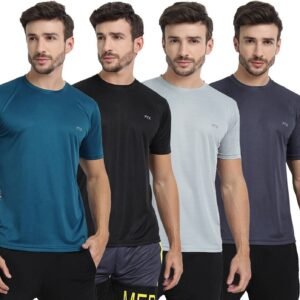 Men's Solid Round Neck T-Shirt Pack (Set of 4) – Multicolor